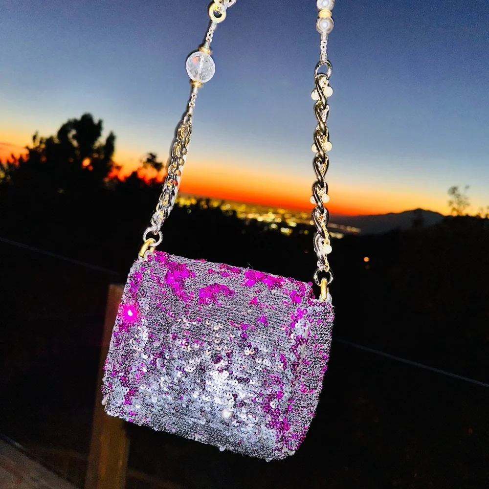 Dolce & Gabbana: Reversible Sequin Beaded Strap Miss Charles Mini Shoulder Bag - Picture 11 of 16